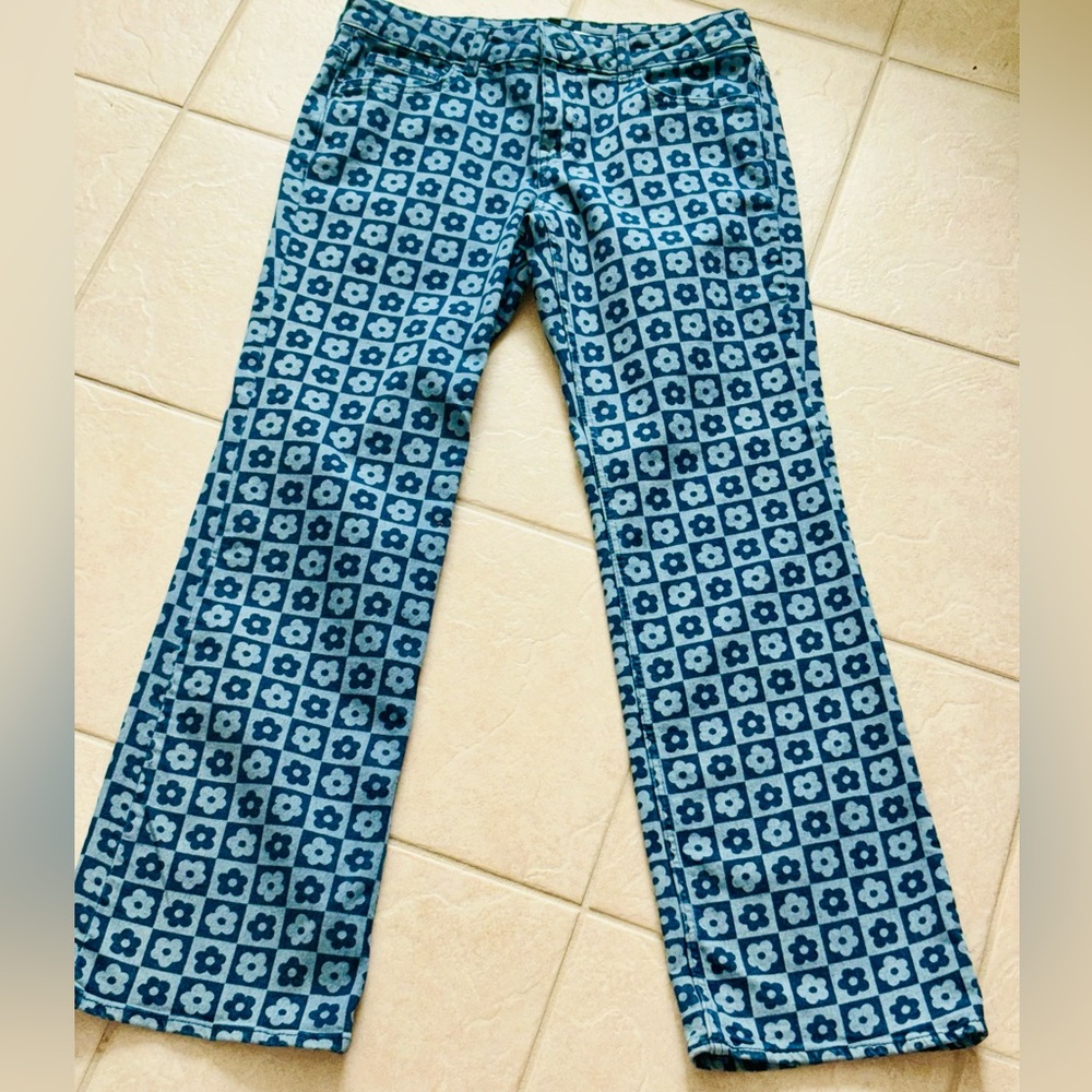 H&M Denim with Blue Floral Design